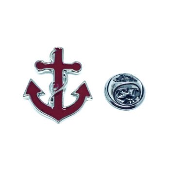 Red Enamel Anchor Lapel Pin