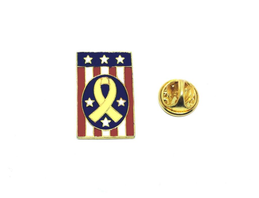 American Flag with Cancer Awareness Pin