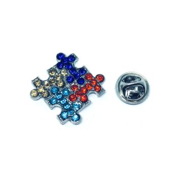 Multi-color Crystal Autism Lapel Pin