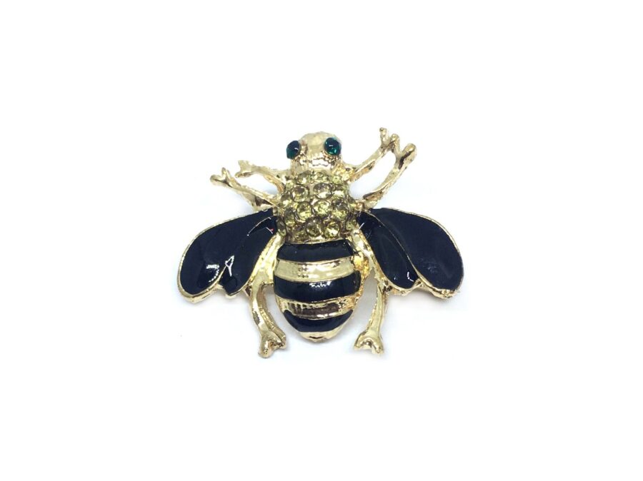 Black Enamel Bee Brooch Pin