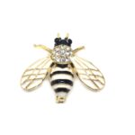 White Enamel Bee Brooch Pin