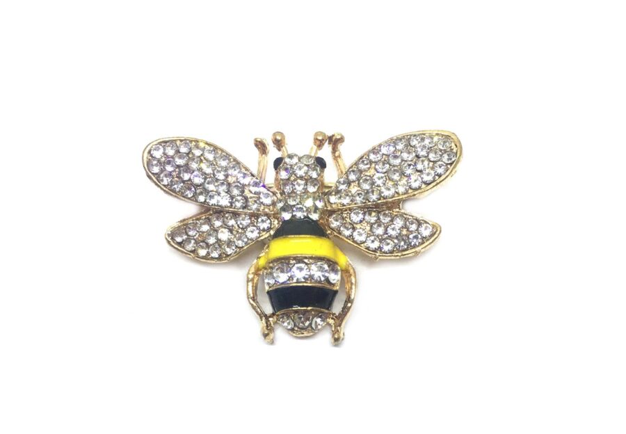 Crystal Gold plated Bee Brooch Pin