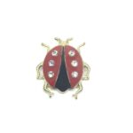 Gold Plated Red Enamel Bee Brooch