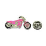 Pink Enamel Biker Lapel Pin