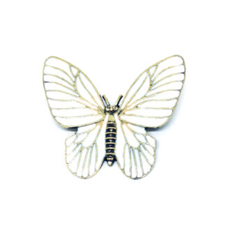 White Enamel Butterfly Brooch