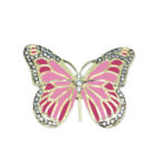 Pink & Red Enamel Butterfly Brooch