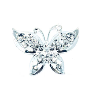 Silver plated Crystal Butterfly Brooch