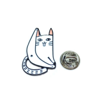 White Enamel Cat Pin