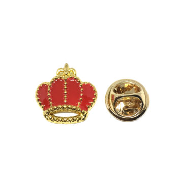 Red Enamel Crown Lapel Pin
