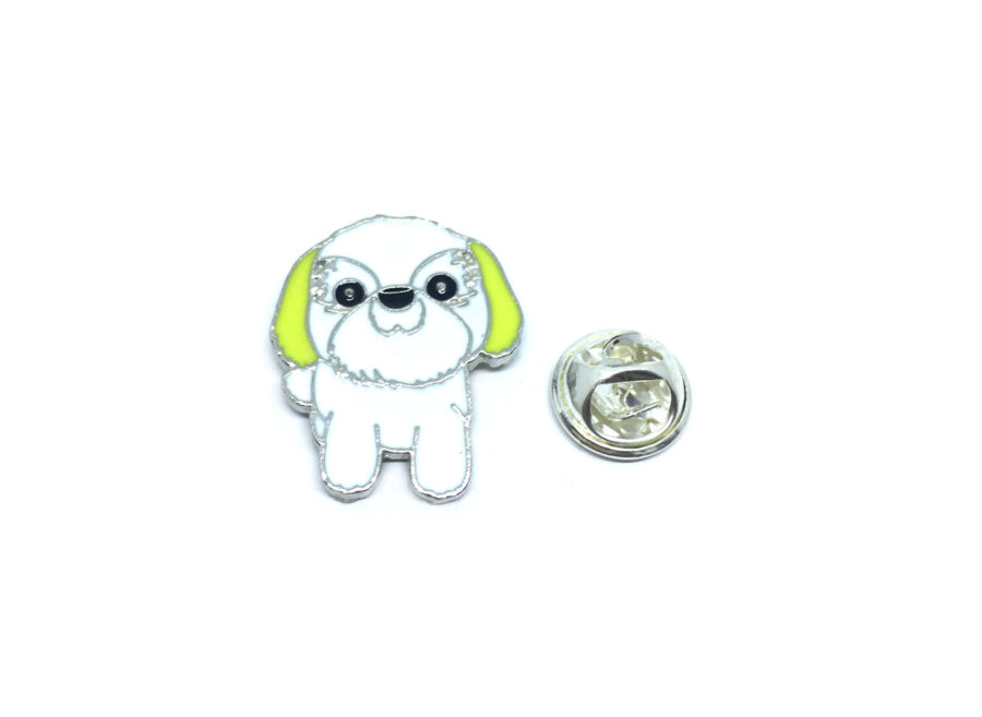 White Enamel Dog Lapel Pins