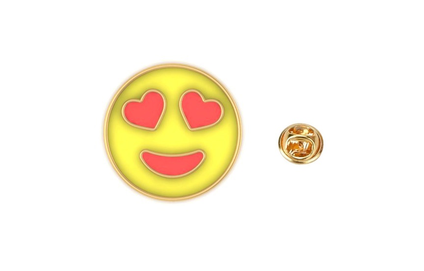 Gold tone Enamel Emoji Brooch Pin
