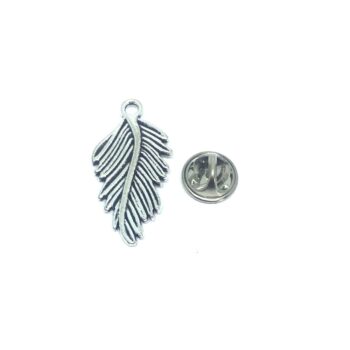 Oxidize Silver plated Feather Lapel Pin