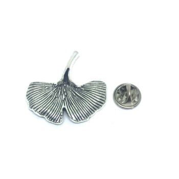 Oxidize Silver tone Feather Lapel Pin