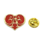 Letter A Red Heart Pin