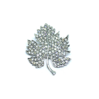 Rhinestone Leaf Brooch Pin
