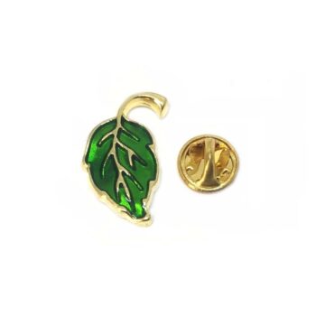 Gold plated Green Enamel Leaf Lapel Pin