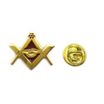 Gold tone Enamel Masonic Lapel Pin