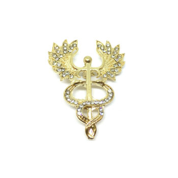 Gold plated Crystal Medical Brooch Pin