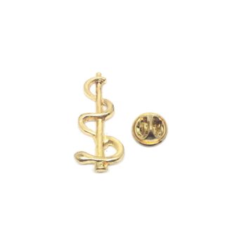Gold Caduceus Staff Pin