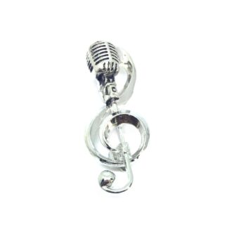 Microphone Music Note Brooch Pin