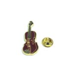 Red Enamel Violin Lapel Pin