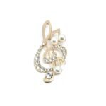 Rhinestone Treble Clef Music Note Brooch Pin
