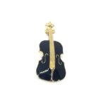 Black Enamel Violin Music Lapel Pin