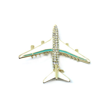 Crystal Enamel Airplane Brooch Pin