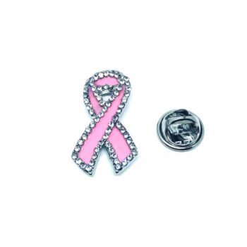 Crystal Pink Enamel Awareness Lapel Pin