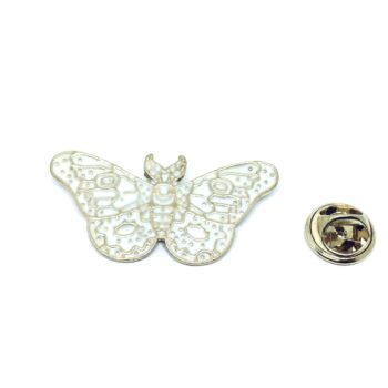 White Enamel Butterfly Lapel Pin