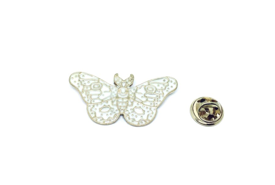 White Butterfly Pin Badge