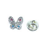 Silver plated Rhinestone Butterfly Lapel Pin