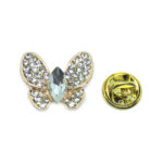 Gold plated Rhinestone Butterfly Lapel Pin
