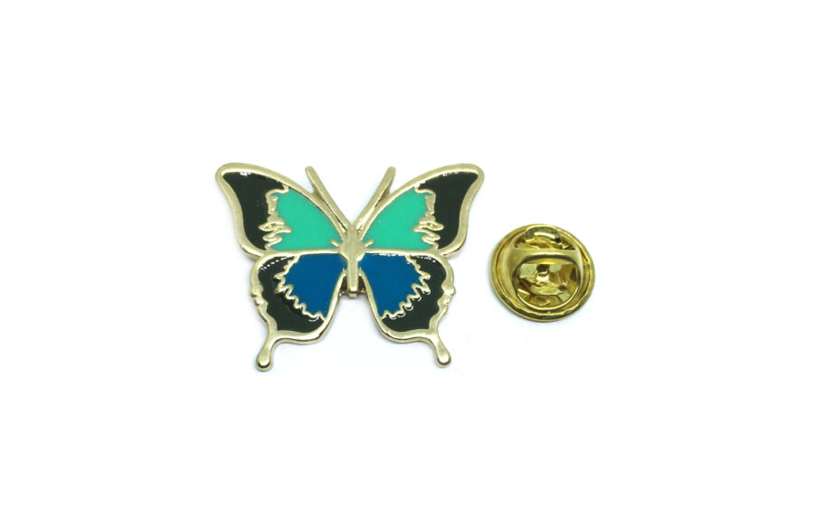 Gold tone Enamel Butterfly Lapel Pin