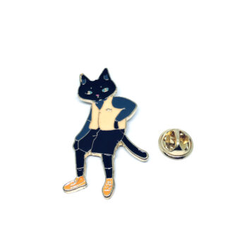 Gold tone Enamel Cat Pin
