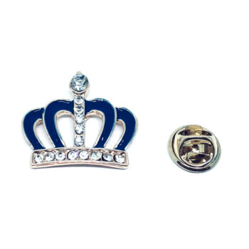 Crystal Blue Enamel Crown Pin