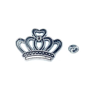 Silver tone Crown Lapel Pin