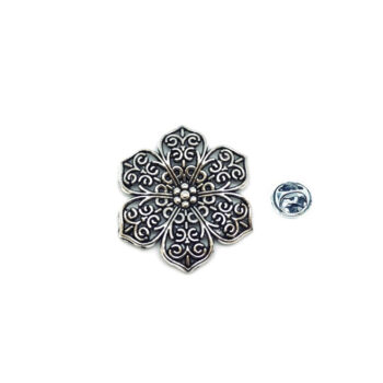 Silver plated Flower Lapel Pin