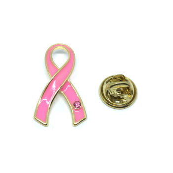 Gold plated Pink Ribbon Lapel Pin