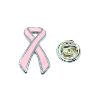 Silver plated Pink Ribbon Lapel Pin