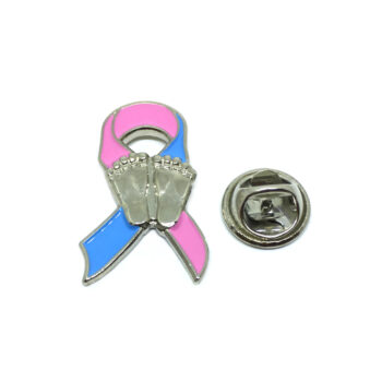 Pink And Blue Ribbon Pin