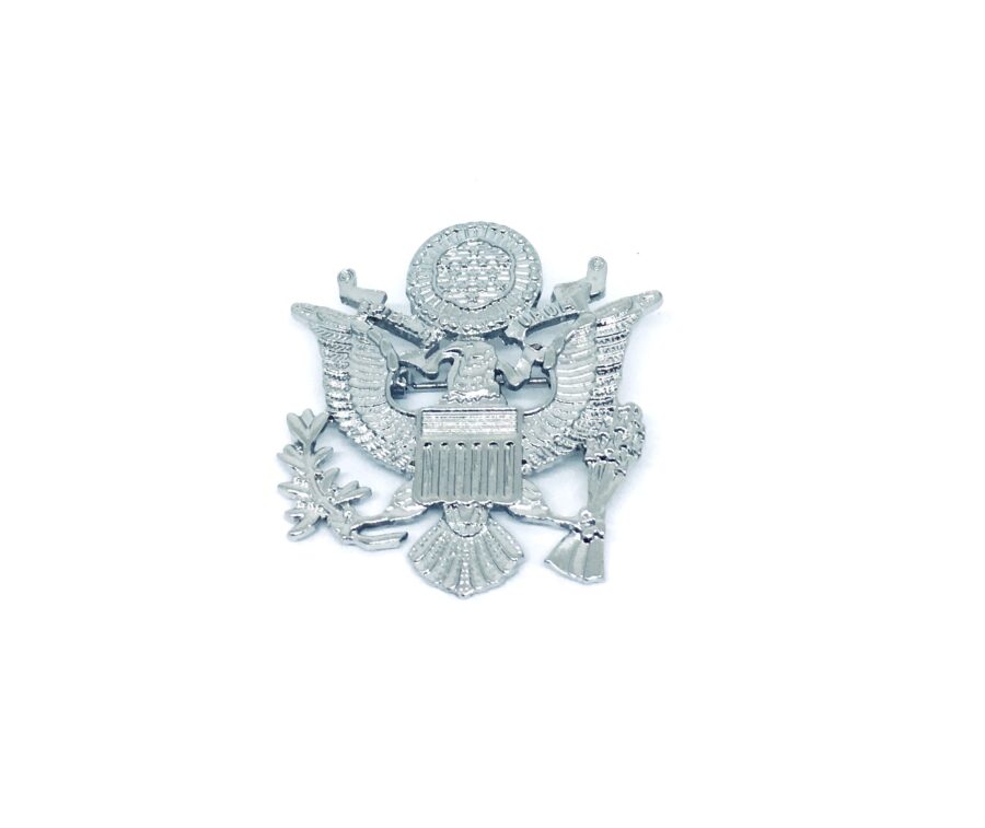 Silver tone Eagle Military Brooch Pin