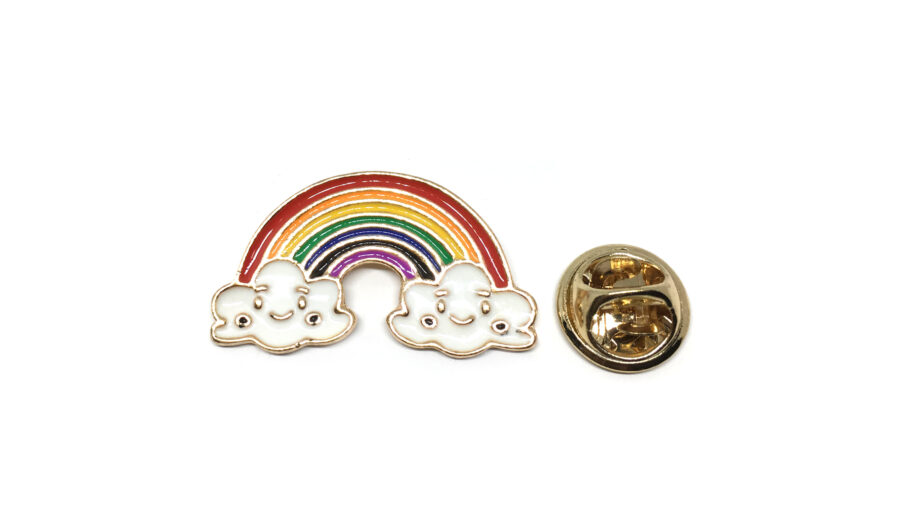 Gold plated Enamel Rainbow Brooch Pin 