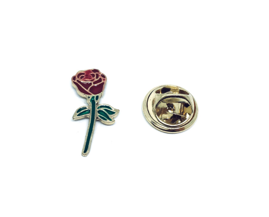 Gold plated Enamel Rose Lapel Pin