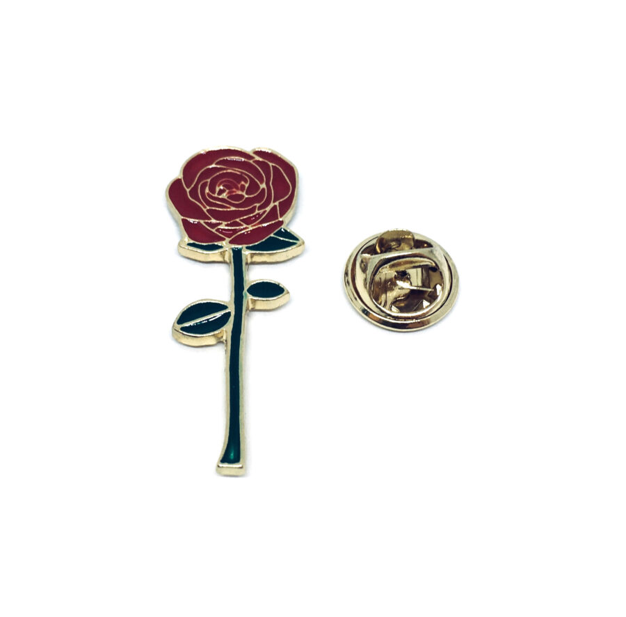 Gold plated Enamel Rose Pin