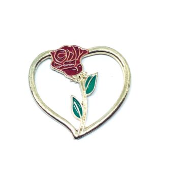 Heart Rose Enamel Lapel Pin