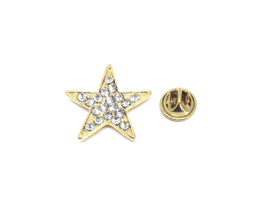 Gold Plated Crystal Star Lapel Pin
