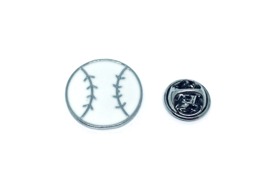 White Enamel Baseball Sport Pin