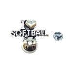I Love Softball Pin