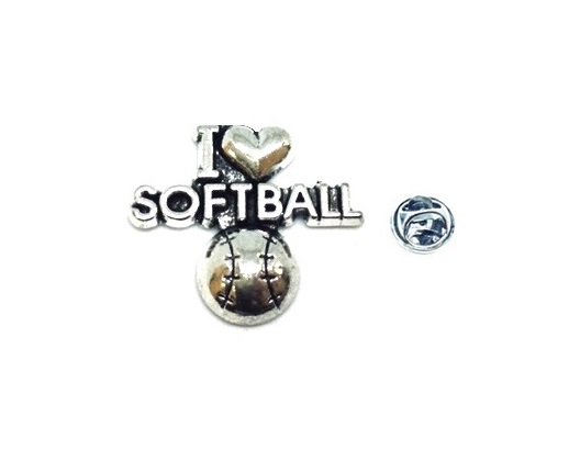 I Love Softball Pin